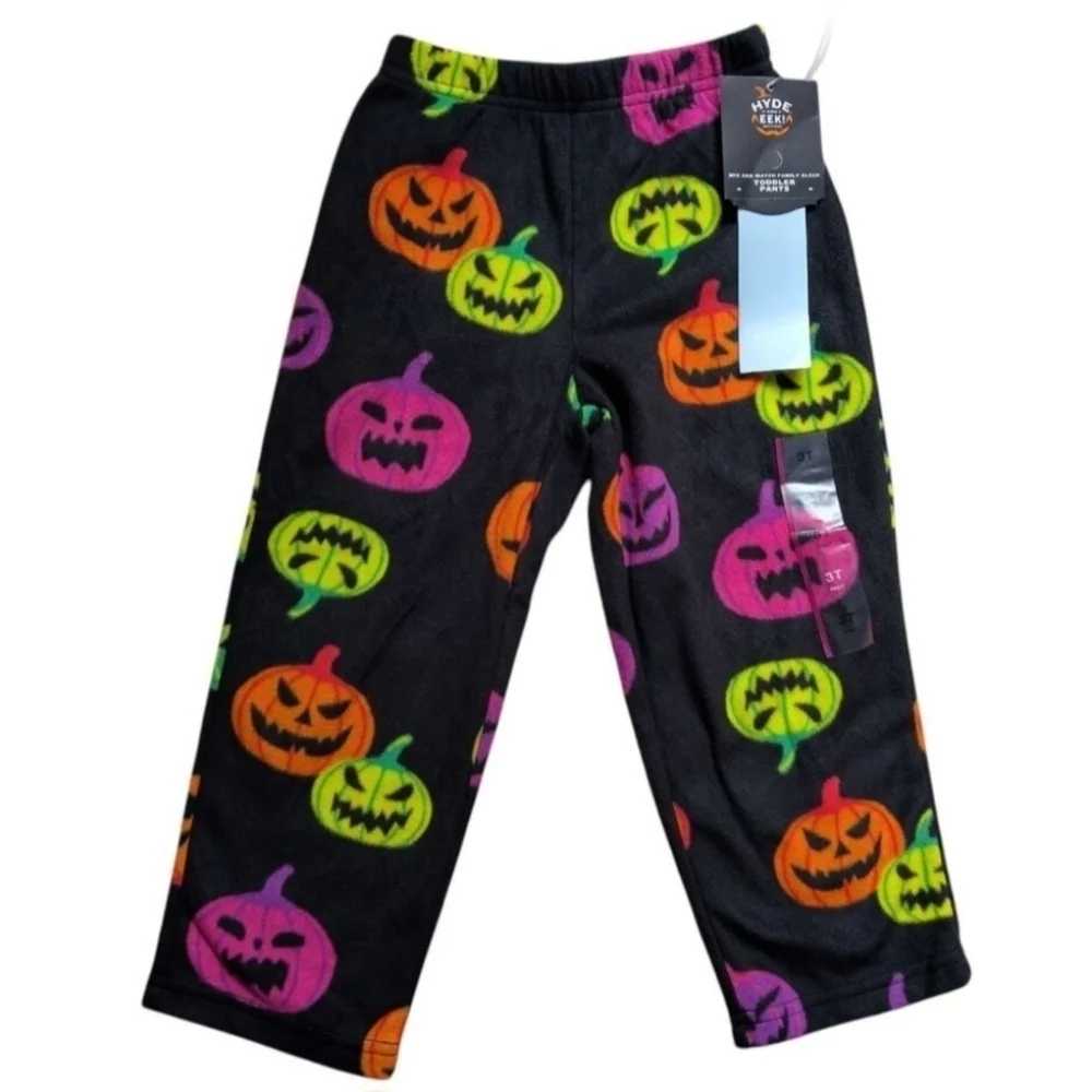 NWT Infant/Toddler Halloween Pajama Pants Hyde & Eek Black Neon Jack-O-Lanterns